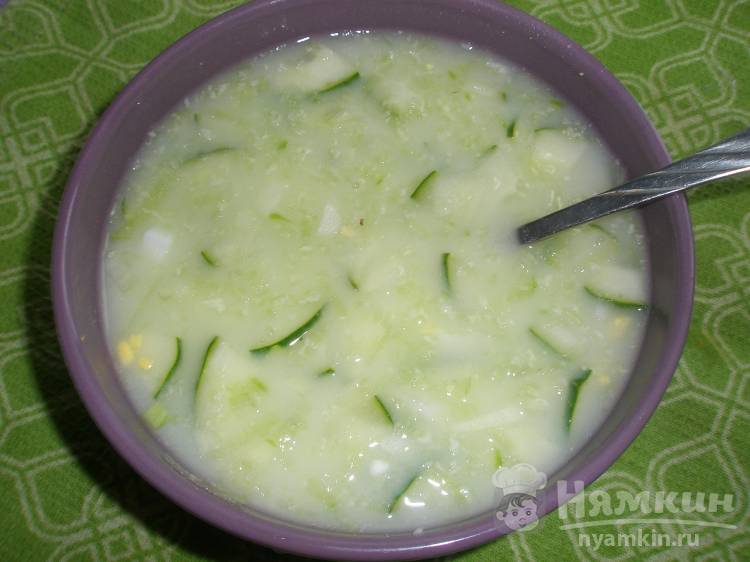 Холодный суп с индейкой и зелёными овощами