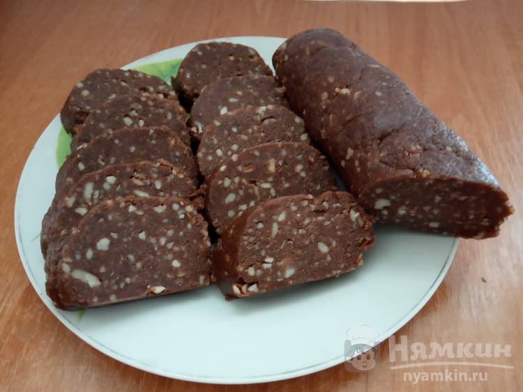 Как приготовить Шоколадная колбаса из печенья и какао просто рецепт пошаговый