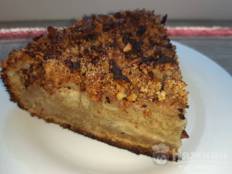 Пирог из творожного теста с яблочно-сливовой начинкой
