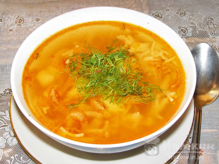 Постный картофельный суп с вермишелью