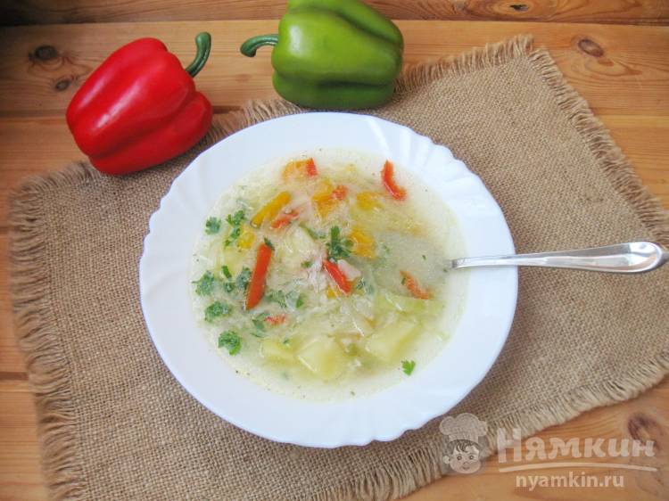 Летний овощной суп с болгарским перцем