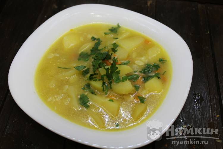 Постный суп с кабачками и картошкой в казане