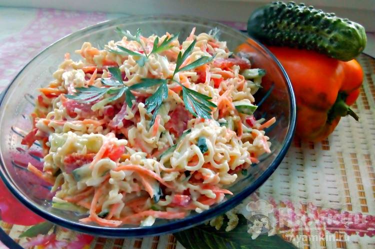 Салаты с макаронами — 34 рецепта с фото пошагово. Теплые и холодные салаты из макарон.
