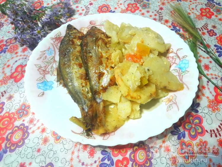 Пелядь с картофелем и болгарским перцем в духовке