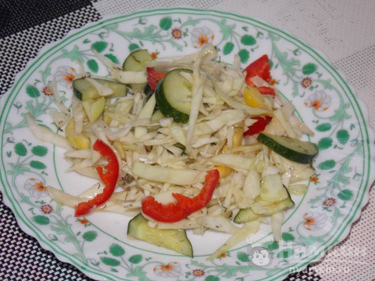 Салат из капусты и овощей с растительным маслом