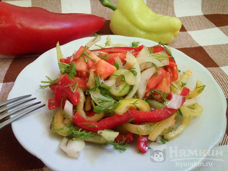 Легкий овощной салат с болгарскими перцами