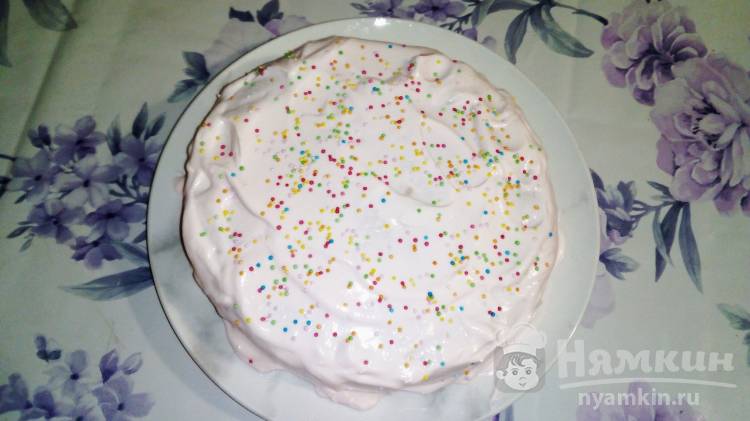 Домашний бисквитный торт с творогом и йогуртом