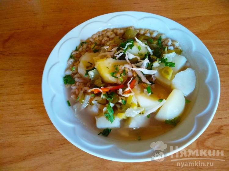 Рассольник с перловкой и кислой капустой