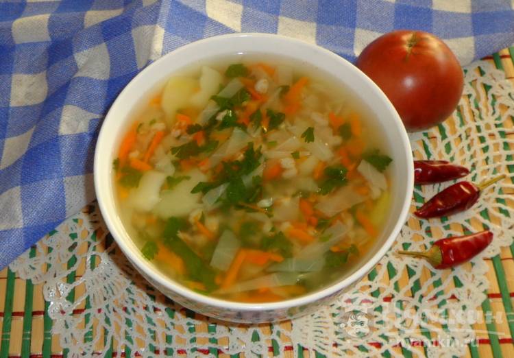 Суп с полбой и капустой