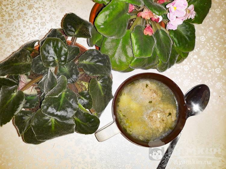 Суп с картофелем и фрикадельками с рисом 