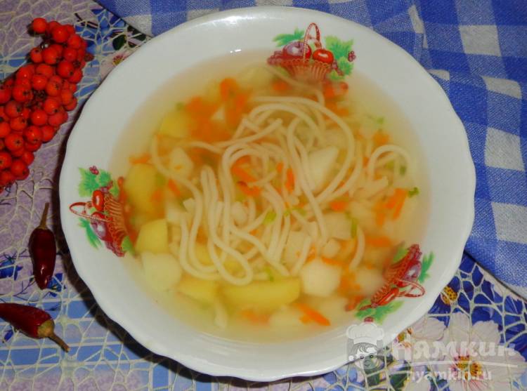 Овощной суп со спагетти 