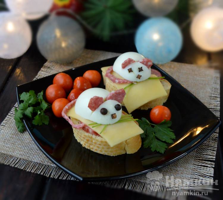 Бутерброды Мышки на новогодний стол 