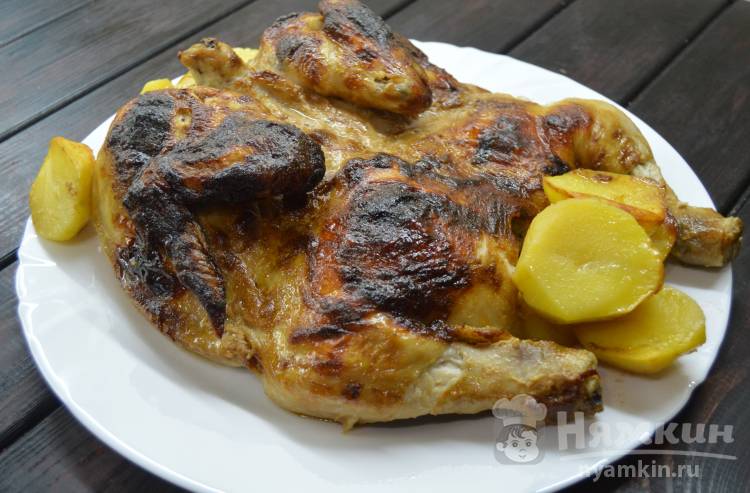 Курица в маринаде запеченная с картофелем в духовке 