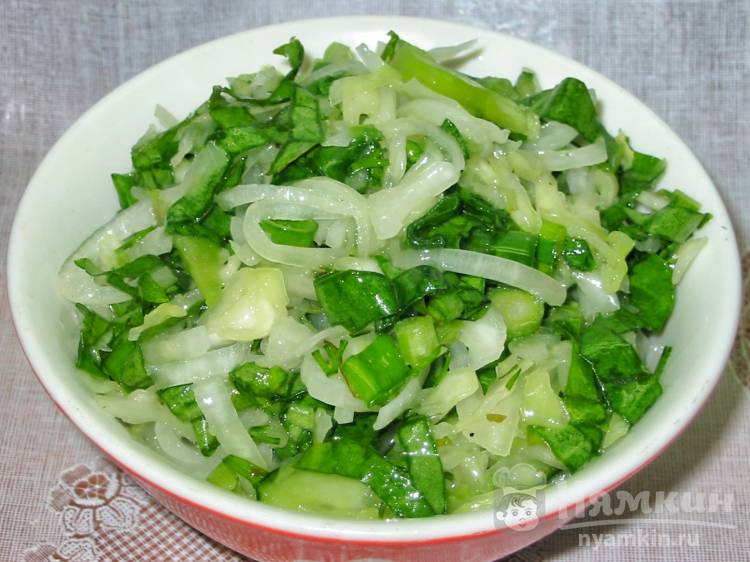 Зелёный салат с капустой и щавелем