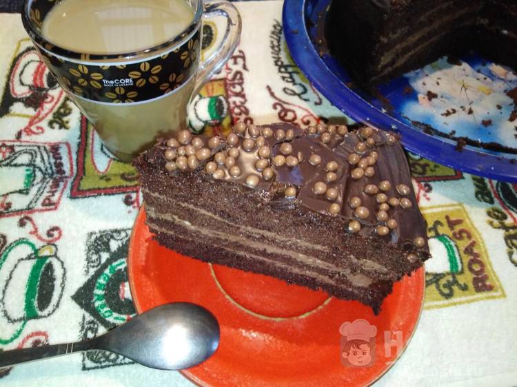 Шоколадный бисквитный торт с масляным кремом