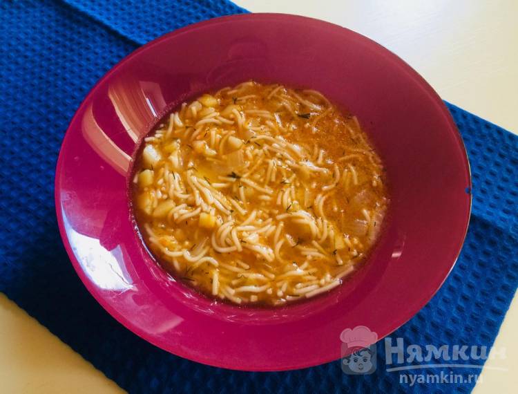 Постный суп с вермишелью и картофелем без мяса 