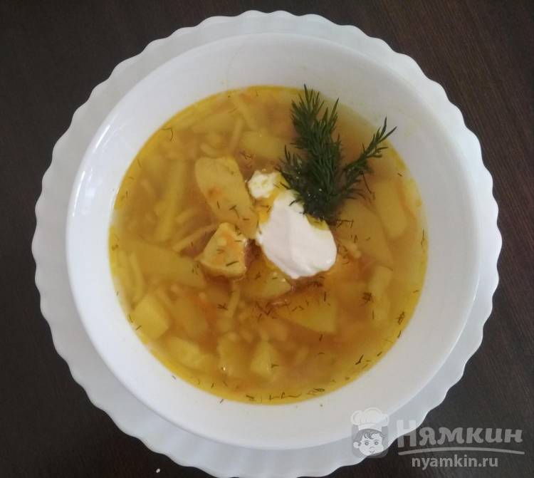 Куриный суп с вермишелью и куркумой