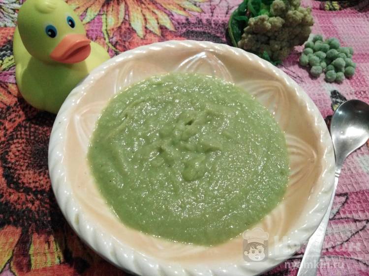 Суп-пюре из зелёного горошка и цветной капусты