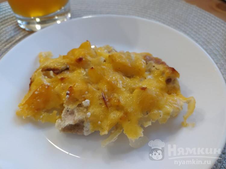 Вариант 2: Быстрый рецепт мяса по-французски в духовке с ананасами