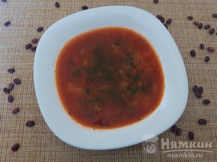 Томатный суп с фасолью 