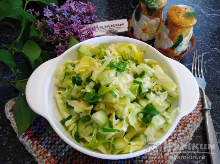 Салат из капусты и огурцов с маслом