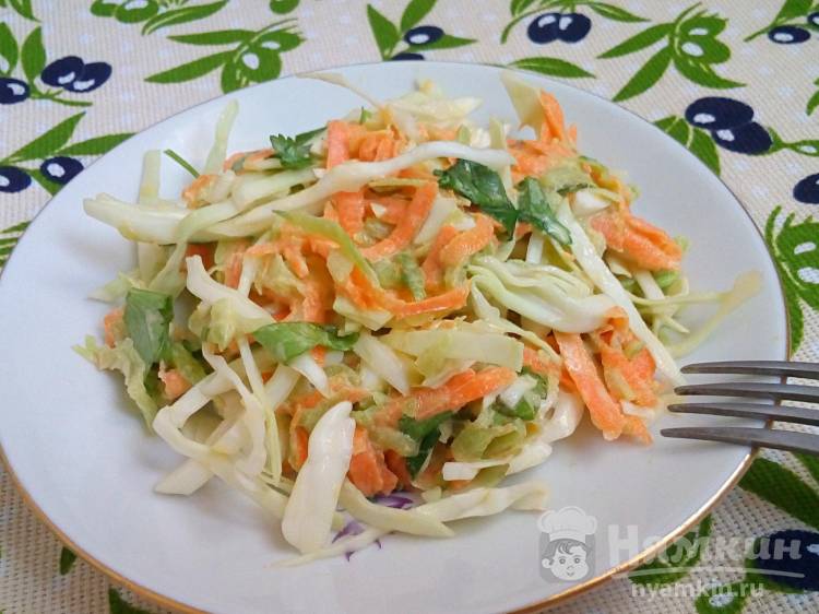 Салат из капусты с редькой, морковью и кинзой