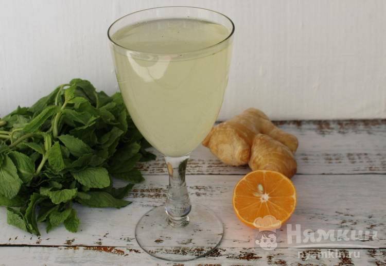 Витаминный напиток из имбиря, лимона и мяты