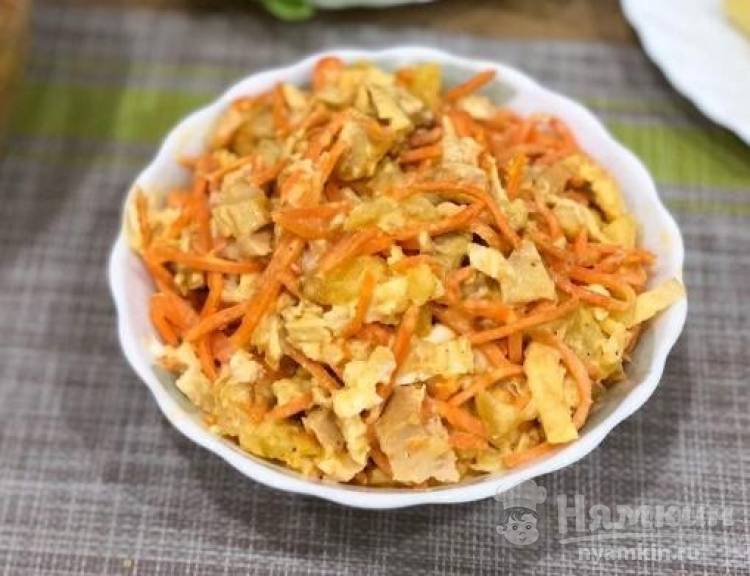 Салат с курицей, корейской морковью и картошкой - рецепт с пошаговыми фото