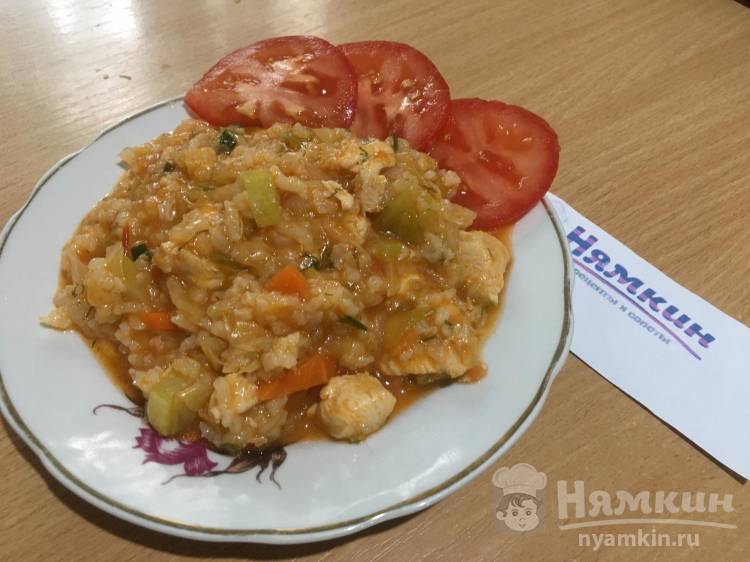Тушёная курица с капустой и рисом — рецепт с фото пошагово