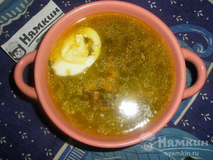Щавелевый суп на свиных ребрах с яйцом