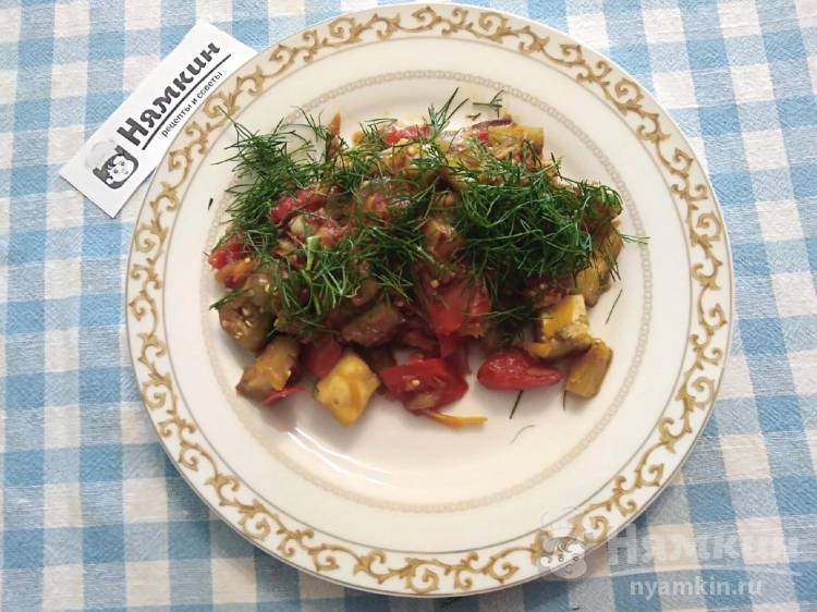 Баклажаны тушеные с помидорами и чесноком — рецепт с фото пошагово
