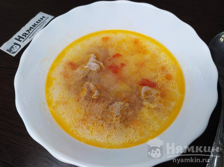 Рисовый суп с кусочками индейки и овощами