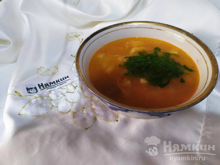 Таджикский суп Угро с домашней лапшой и мясными шариками
