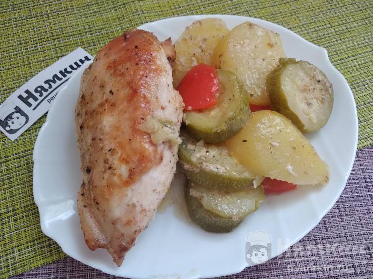 Куриная грудка с овощами в духовке в рукаве рецепт пошаговый с фото