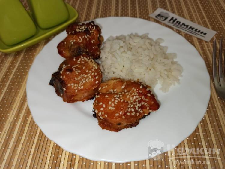 Курица терияки с кунжутом в духовке по-японски