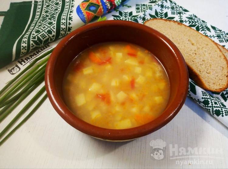 Овощной суп с красной чечевицей и болгарским перцем