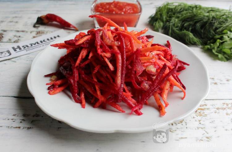 Корейский салат из свеклы и моркови. Пошаговый рецепт с фото