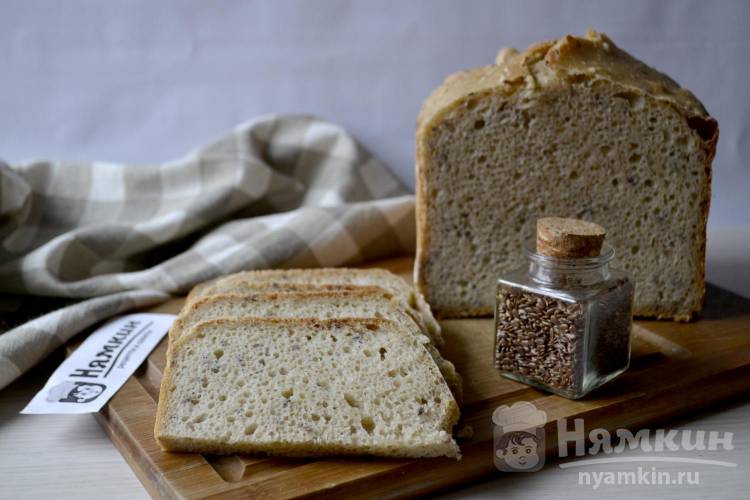 Хлеб с семенами льна на ржаной закваске в хлебопечке