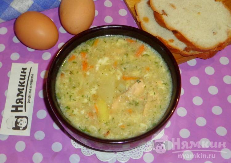 Суп Затируха с курицей, овощами и зеленью