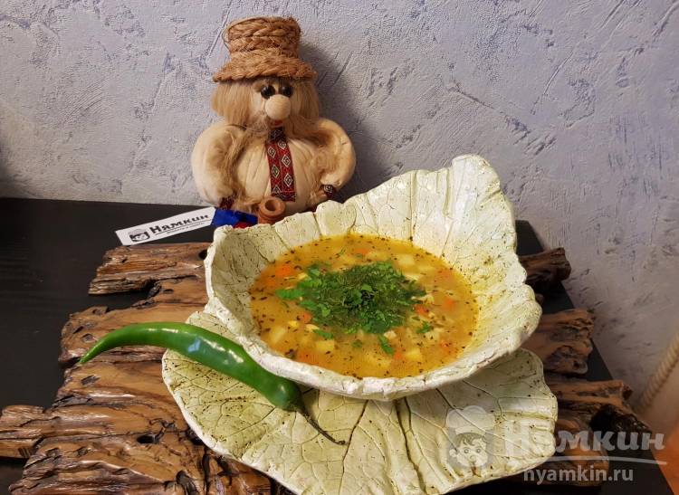 Постный суп Харчо с рисом и овощами