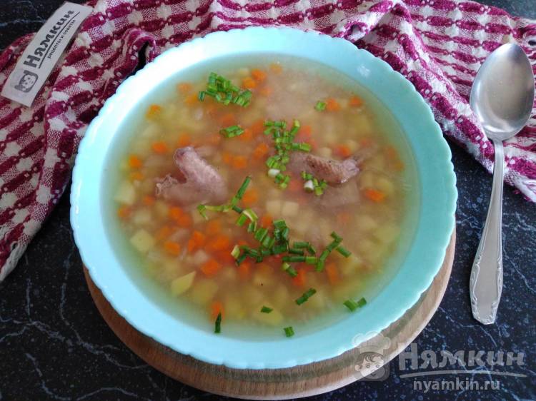 Диетический суп на перепелином бульоне с пшеничной крупой