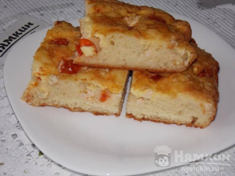Белорусский дрожжевой пирог Смаженка с фаршем и сыром