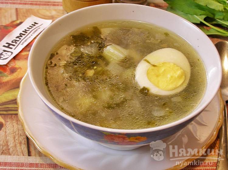 Щавелевый суп на курином бульоне без яиц