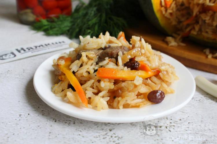 Как приготовить Запеченная тыква с рисом и курицей в духовке просто рецепт пошаговый