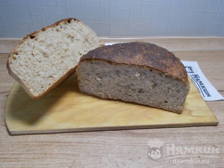 Пшеничный хлеб с геркулесом и цельнозерновой мукой на дрожжах в духовке