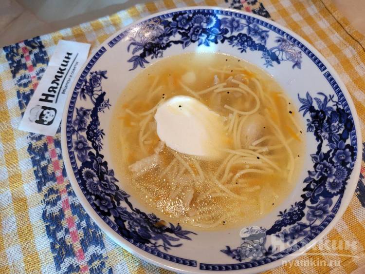 Куриный суп-лапша с вермишелью и чесноком