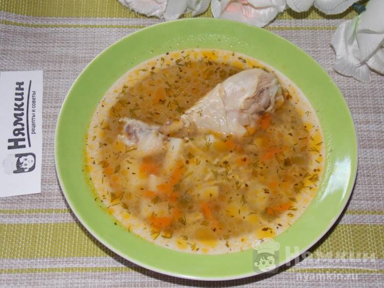 Куриный суп с вермишелью и картофелем в утятнице