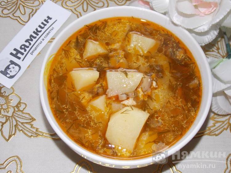 Суп с фаршем и рисом в мультиварке redmond 4502