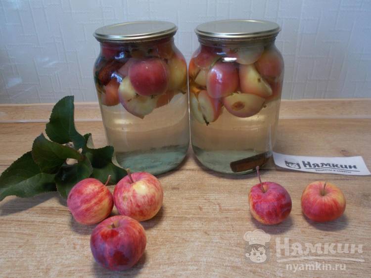 Яблочный компот с корицей и мятой в банке на зиму без стерилизации