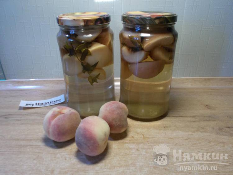 Компот на зиму из персиков дольками с мятой без стерилизации